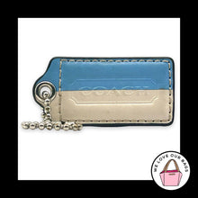 Load image into Gallery viewer, COACH HANG TAG 2.5" Blue White Stripe Bag Charm Keychain Fob Leather Large