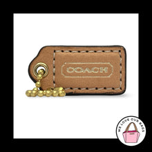 Load image into Gallery viewer, Rare COACH HANG TAG 1.5" Saddle Brown Leather Brass Bag Charm Keychain Fob Small
