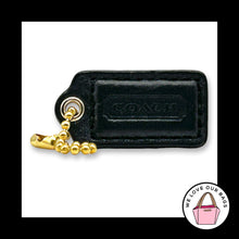 Load image into Gallery viewer, COACH HANG TAG Black 1.5" Bag Charm Keychain Fob Smooth Leather Brass Small