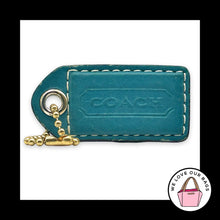 Load image into Gallery viewer, COACH Y2K VINTAGE Hang Tag 2.5" Turquoise Blue Bag Charm Keychain Fob Leather