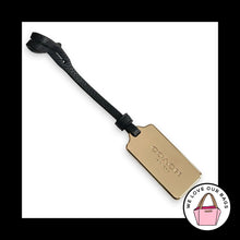 Load image into Gallery viewer, New COACH HANG TAG Gold Brass Metal Black Leather Strap Bag Charm Keychain Fob