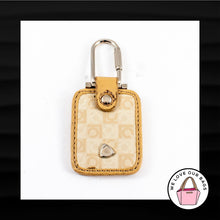 Load image into Gallery viewer, LIZ CLAIBORNE TAN IVORY LEATHER TWIST CLASP CLOSURE KEY FOB BAG KEYCHAIN HANGTAG