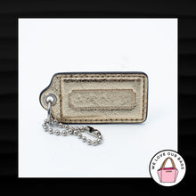 Load image into Gallery viewer, 2.5" Large COACH GOLD CRACKLE LEATHER NICKEL KEY FOB BAG CHARM KEYCHAIN HANG TAG