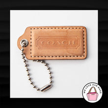 Load image into Gallery viewer, 2.5" Large COACH TAN WHITE LEATHER KEY FOB BAG CHARM KEYCHAIN HANGTAG TAG