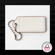 Load image into Gallery viewer, 2.5" Large COACH TAN WHITE LEATHER KEY FOB BAG CHARM KEYCHAIN HANGTAG TAG