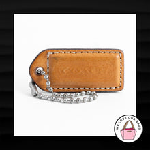 Load image into Gallery viewer, 2" Medium COACH TAN PURPLE LEATHER KEY FOB BAG CHARM KEYCHAIN HANGTAG TAG