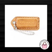 Load image into Gallery viewer, 2" Medium COACH TAN BROWN LEATHER KEY FOB BAG CHARM KEYCHAIN HANGTAG TAG