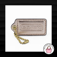 Load image into Gallery viewer, 2.5" Large COACH GOLD LEATHER BRASS KEY FOB BAG CHARM KEYCHAIN HANGTAG TAG
