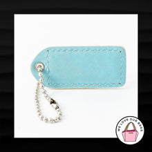 Load image into Gallery viewer, 2" Medium COACH WHITE BLUE LEATHER KEY FOB BAG CHARM KEYCHAIN HANGTAG TAG