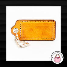 Load image into Gallery viewer, 2.5" Large COACH BROWN WHITE LEATHER KEY FOB BAG CHARM KEYCHAIN HANGTAG TAG