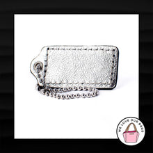 Load image into Gallery viewer, 2" Medium COACH BLACK SILVER PATENT LEATHER KEY FOB BAG CHARM KEYCHAIN HANGTAG TAG