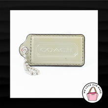 Load image into Gallery viewer, 2.5" Large COACH GREEN GRAY PATENT LEATHER KEYFOB BAG CHARM KEYCHAIN HANGTAG TAG