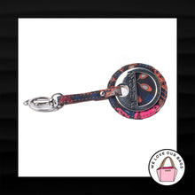 Load image into Gallery viewer, TYLER RODAN FABRIC CIRCLE PATTERN SILVER DISC KEY FOB BAG CHARM KEYCHAIN TAG
