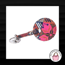 Load image into Gallery viewer, TYLER RODAN FABRIC CIRCLE PATTERN SILVER DISC KEY FOB BAG CHARM KEYCHAIN TAG