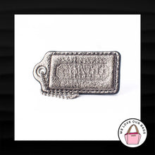 Load image into Gallery viewer, 2.5" Large COACH SILVER METALLIC LEATHER KEY FOB BAG CHARM KEYCHAIN HANGTAG TAG