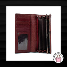 Load image into Gallery viewer, HENG HUANG DARK RED MAROON LEATHER ENVELOPE SNAP WALLET CLUTCH
