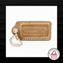 Load image into Gallery viewer, 2.5" Large COACH TAUPE BROWN PATENT LEATHER KEY FOB BAG CHARM KEYCHAIN HANG TAG