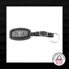 Load image into Gallery viewer, STRADA BLACK CROC LEATHER BUCKLE STRAP NICKEL FOB BAG CHARM KEYCHAIN HANG TAG