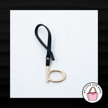 Load image into Gallery viewer, NEW BEBE B GOLD BRASS METAL BLACK LEATHER LOOP STRAP FOB BAG CHARM KEYCHAIN TAG