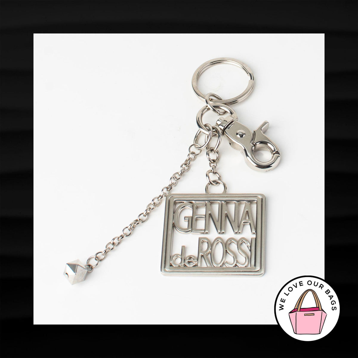 genna-de-rossi-cutout-silver-nickel-square-key-fob-bag-charm-keychain