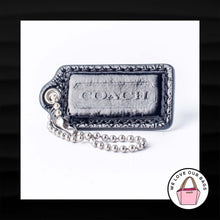 Load image into Gallery viewer, 2" Medium COACH BLACK SILVER PATENT LEATHER KEY FOB BAG CHARM KEYCHAIN HANGTAG TAG