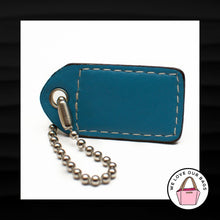 Load image into Gallery viewer, 2.25" Medium COACH GREEN BLUE STRIPE LEATHER KEY FOB BAG CHARM KEYCHAIN HANG TAG