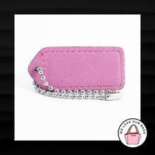 Load image into Gallery viewer, 2" Medium COACH TAN PURPLE LEATHER KEY FOB BAG CHARM KEYCHAIN HANGTAG TAG