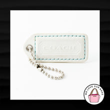 Load image into Gallery viewer, 2" Medium COACH WHITE BLUE LEATHER KEY FOB BAG CHARM KEYCHAIN HANGTAG TAG