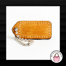 Load image into Gallery viewer, 2" Medium COACH WHITE BROWN LEATHER KEY FOB BAG CHARM KEYCHAIN HANGTAG TAG
