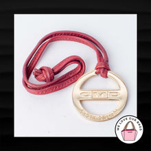 Load image into Gallery viewer, CEZAR MIZRAHI GOLD METAL RED LEATHER STRAP LOOP KEY FOB CHARM KEYCHAIN TAG