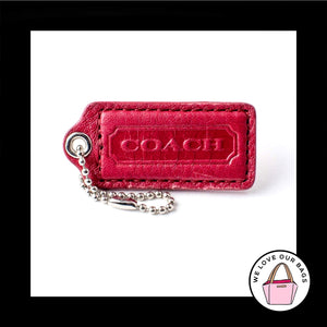 2.25" Medium COACH PINK LEATHER Nickel Key Fob Bag Charm Keychain Hang Tag