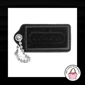 2.5" Large COACH BLACK LEATHER Nickel Key Fob Bag Charm Keychain Hang Tag