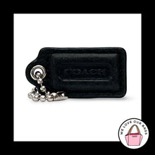 Load image into Gallery viewer, COACH HANG TAG 1.5" Black Smooth Leather Nickel Small Bag Charm Keychain Fob
