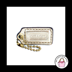1.5" Small COACH GOLD LEATHER Brass Key Fob Bag Charm Keychain Hang Tag