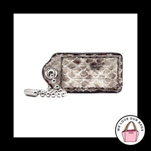 1.5" COACH Snakeskin Python Exotic Leather Nickel Fob Bag Charm Keychain HangTag