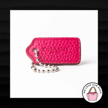 Load image into Gallery viewer, 1.5&quot; COACH NEW YORK PINK PEBBLED LEATHER NICKEL FOB BAG CHARM KEYCHAIN HANG TAG
