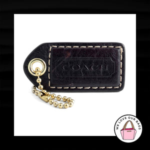 2.5" Large COACH BROWN LEATHER Brass Key Fob Bag Charm Keychain Hang Tag