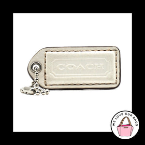 2" Medium Y2K VINTAGE COACH White Leather Nickel Fob Bag Charm Keychain Hang Tag