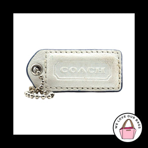 2" Medium VINTAGE COACH White Leather Nickel Key Fob Bag Charm Keychain Hang Tag