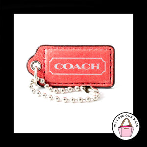 2" Medium COACH PINK LEATHER Nickel Key Fob Bag Charm Keychain Hang Tag