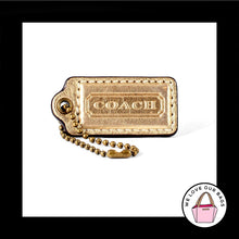 Load image into Gallery viewer, 2&quot; Medium COACH GOLD LEATHER Brass Key Fob Bag Charm Keychain Hang Tag
