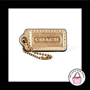 2" Medium COACH GOLD LEATHER Brass Key Fob Bag Charm Keychain Hang Tag