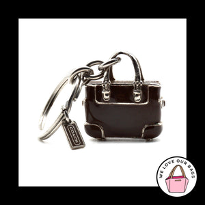VINTAGE COACH Brown Gallery Tote 3D Enamel Nickel Fob Bag Charm Keychain 1K07
