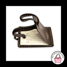 Load image into Gallery viewer, Y2K VINTAGE COACH Luggage ID Brown Leather Brass Bag Charm Keychain Hang Tag Fob
