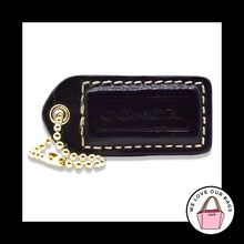 Load image into Gallery viewer, 2&quot; Y2K VINTAGE COACH Black Patent Leather Brass Fob Bag Charm Keychain Hang Tag
