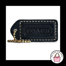 Load image into Gallery viewer, COACH Y2K VINTAGE Hang Tag 2" Black Leather Bag Charm Keychain Fob Antique Brass

