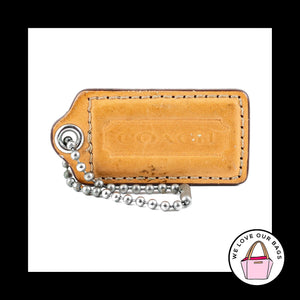 2.5" Large COACH Light Saddle Natural Leather Fob Bag Charm Keychain Hang Tag