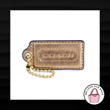 Load image into Gallery viewer, 2.5&quot; Large COACH METALLIC GOLD LEATHER BRASS KEY FOB BAG CHARM KEYCHAIN HANG TAG
