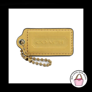 2.5" Large COACH YELLOW LEATHER Brass Key Fob Bag Charm Keychain Hang Tag