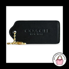 Load image into Gallery viewer, COACH HANG TAG 2.25" Black Leather Bag Charm Keychain Fob New York Gold Brass

